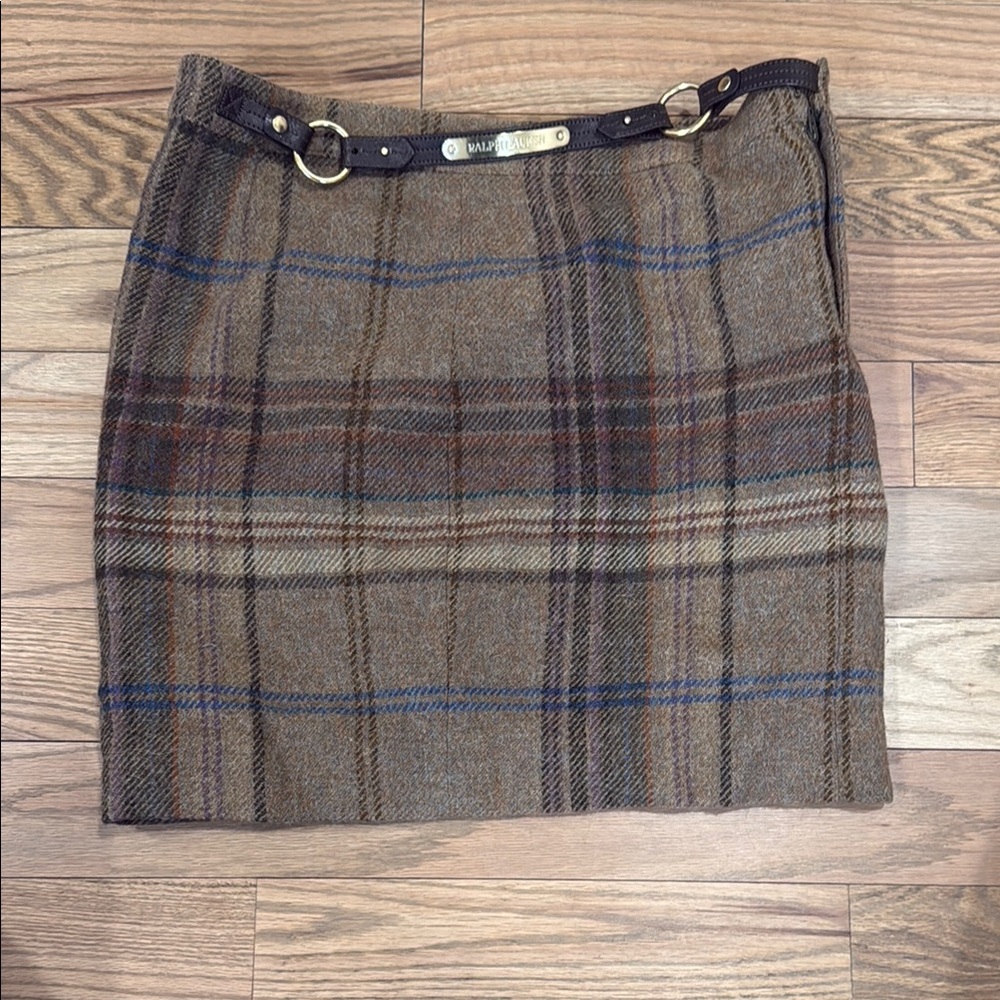 Ralph Lauren Brown Plaid Skirt with Belt